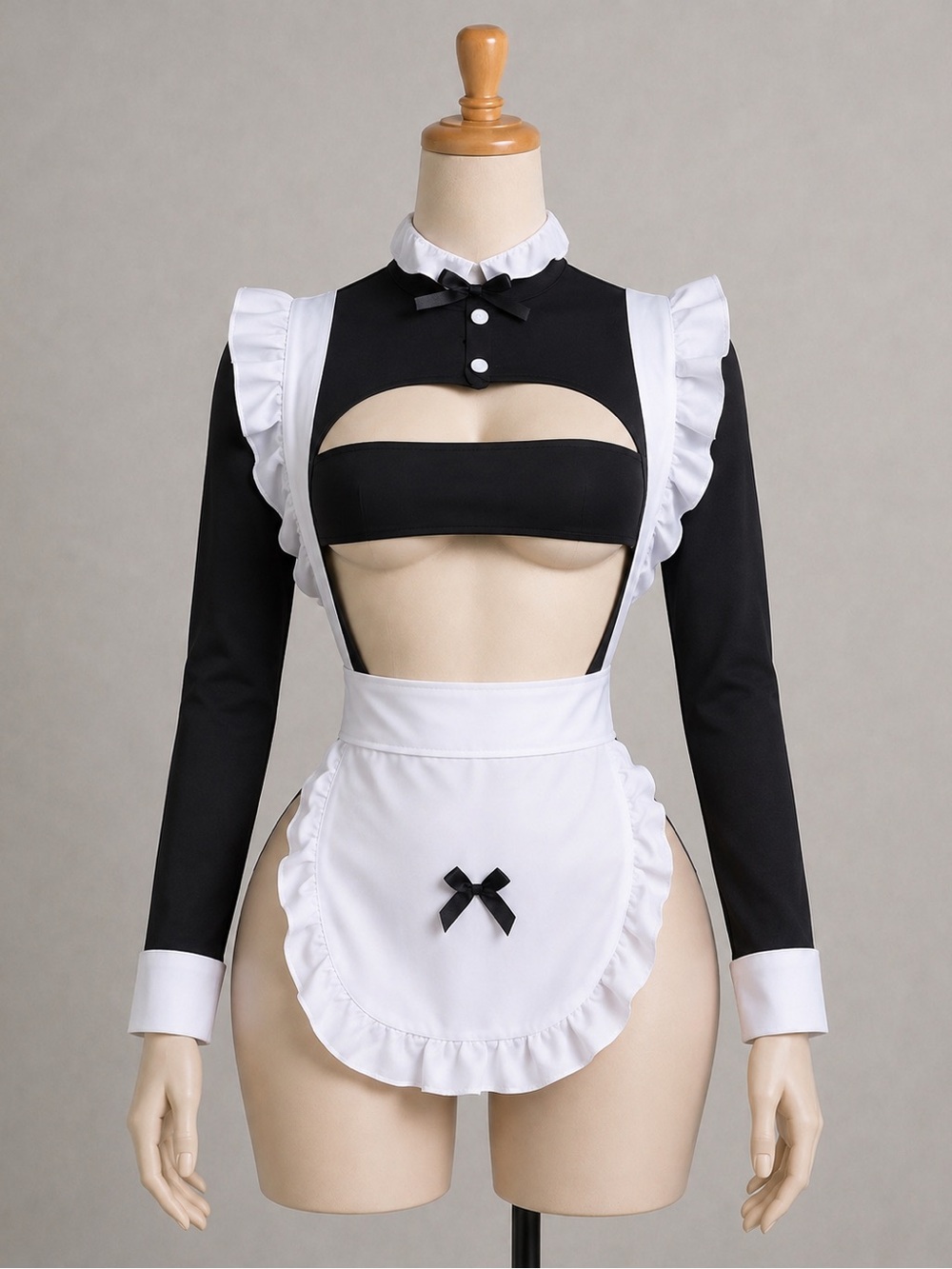 Sexy Black & White Maid Costume Bodysuit Costume Roleplay 4pc